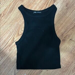 Zara Black Fitted Crop Tank Top